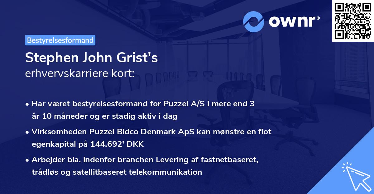 Stephen John Grist's erhvervskarriere kort