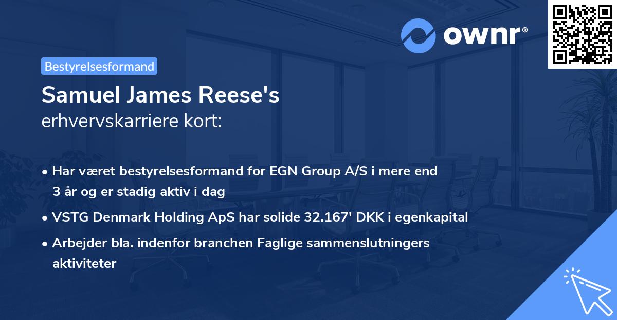 Samuel James Reese's erhvervskarriere kort