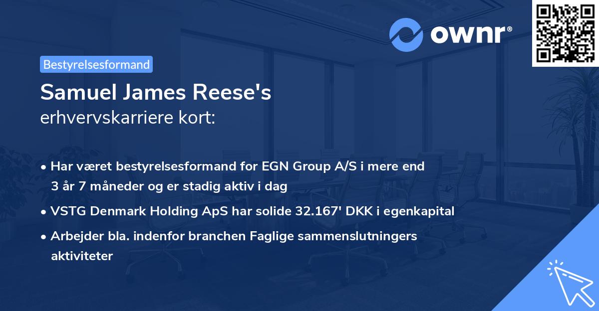 Samuel James Reese's erhvervskarriere kort