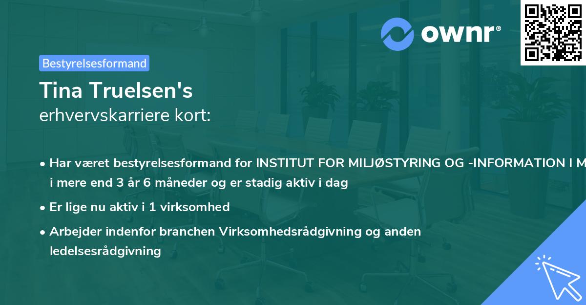 Tina Truelsen's erhvervskarriere kort