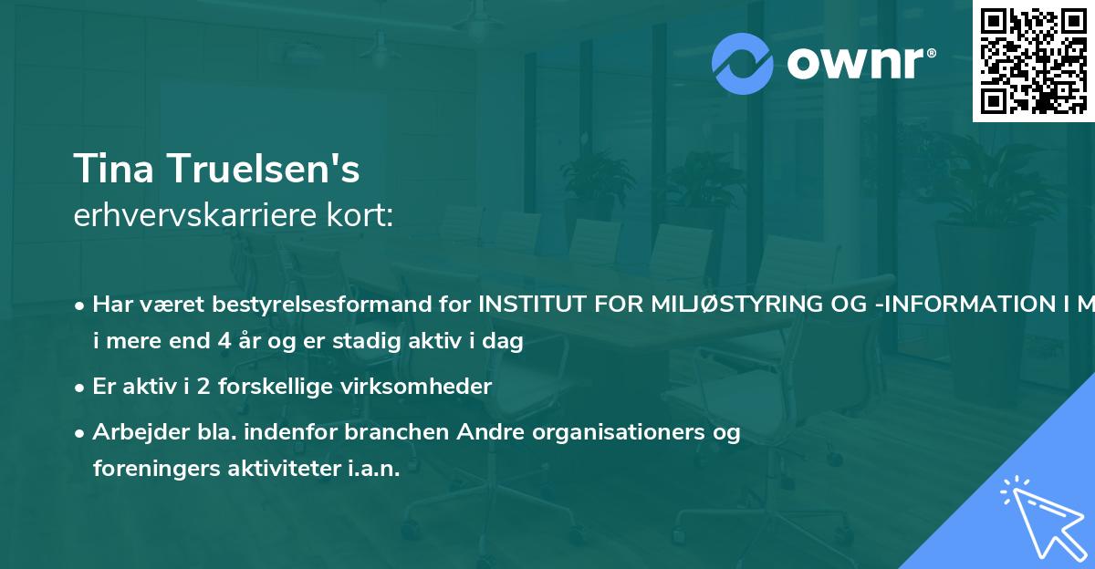 Tina Truelsen's erhvervskarriere kort