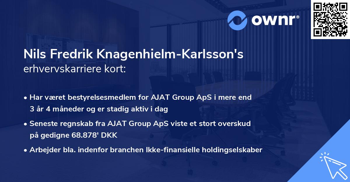 Nils Fredrik Knagenhielm-Karlsson's erhvervskarriere kort