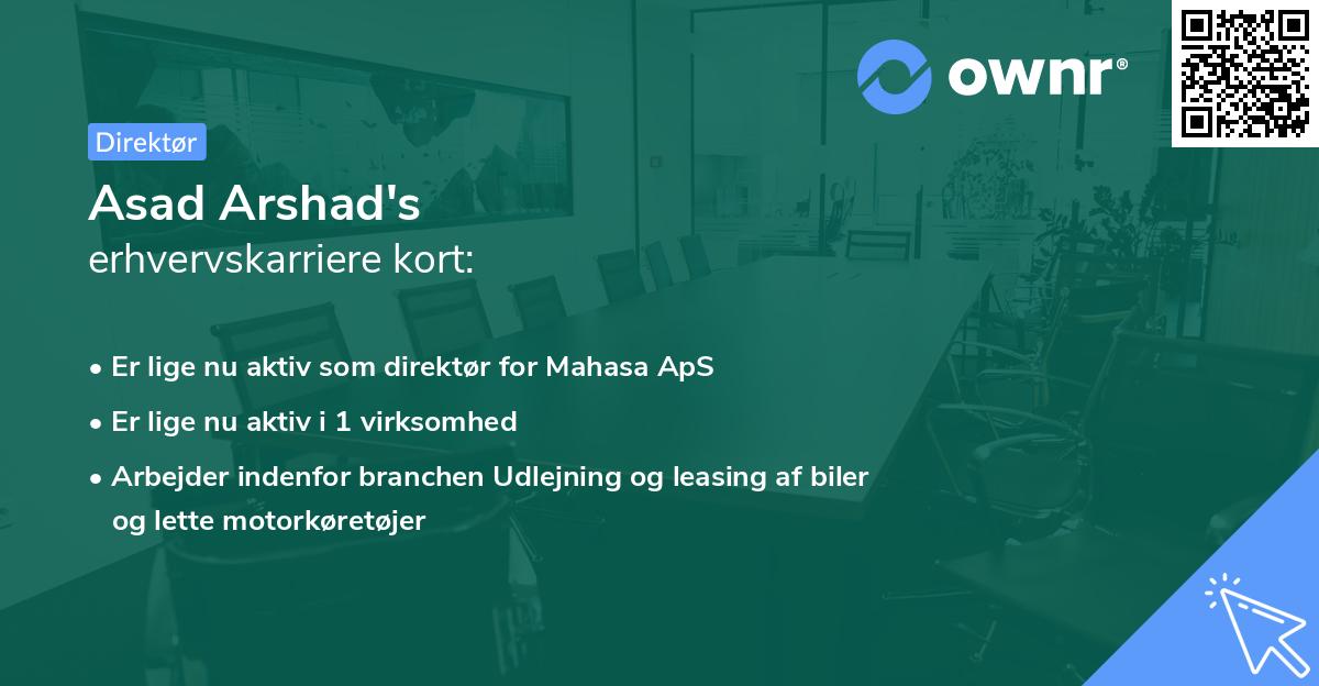 Asad Arshad's erhvervskarriere kort