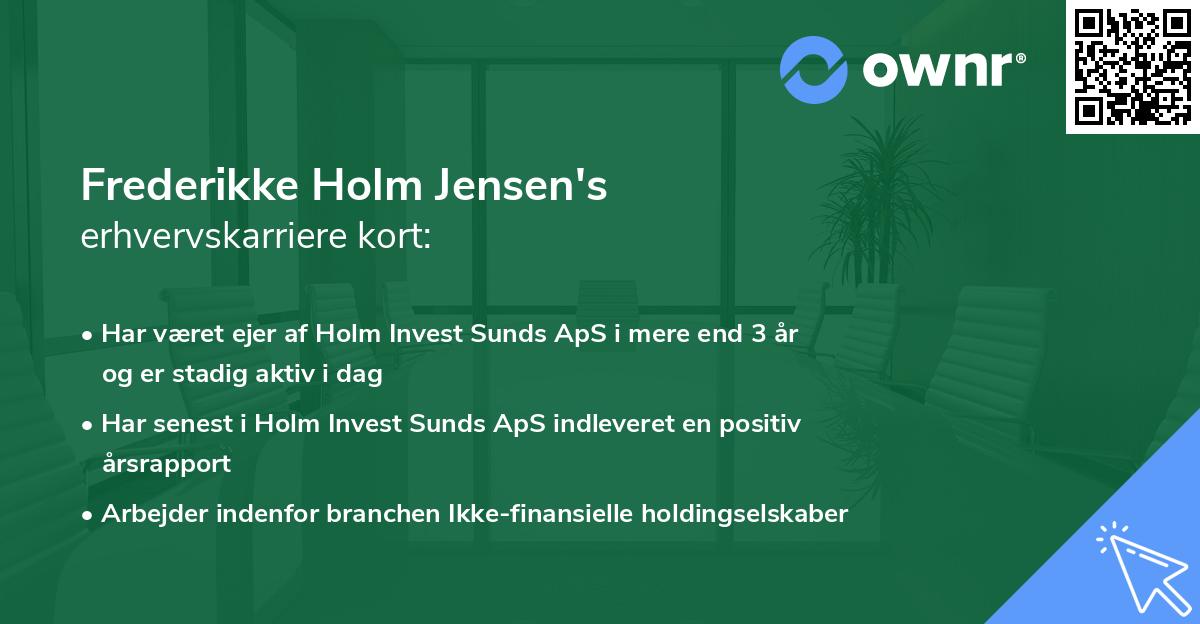 Frederikke Holm Jensen's erhvervskarriere kort