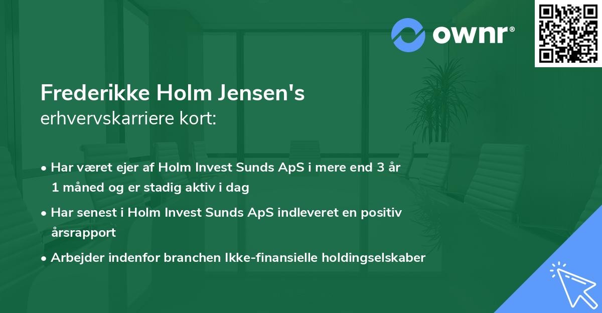 Frederikke Holm Jensen's erhvervskarriere kort