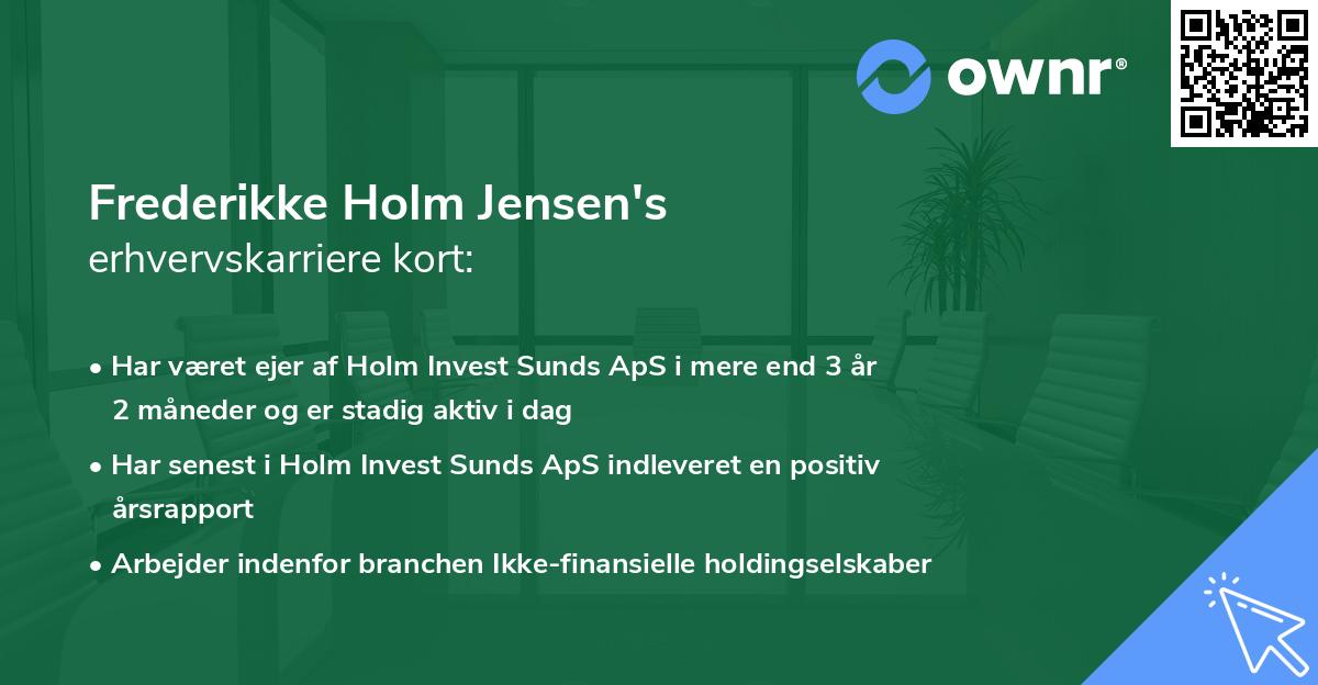 Frederikke Holm Jensen's erhvervskarriere kort