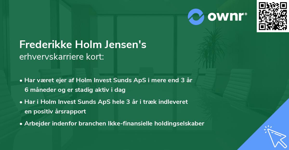 Frederikke Holm Jensen's erhvervskarriere kort