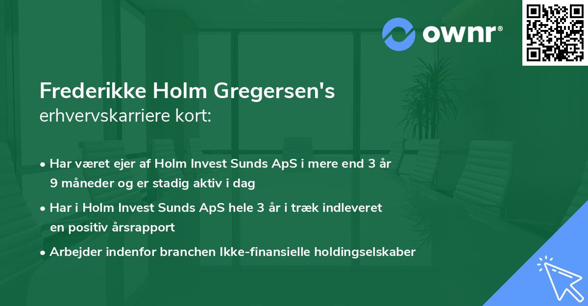 Frederikke Holm Gregersen's erhvervskarriere kort