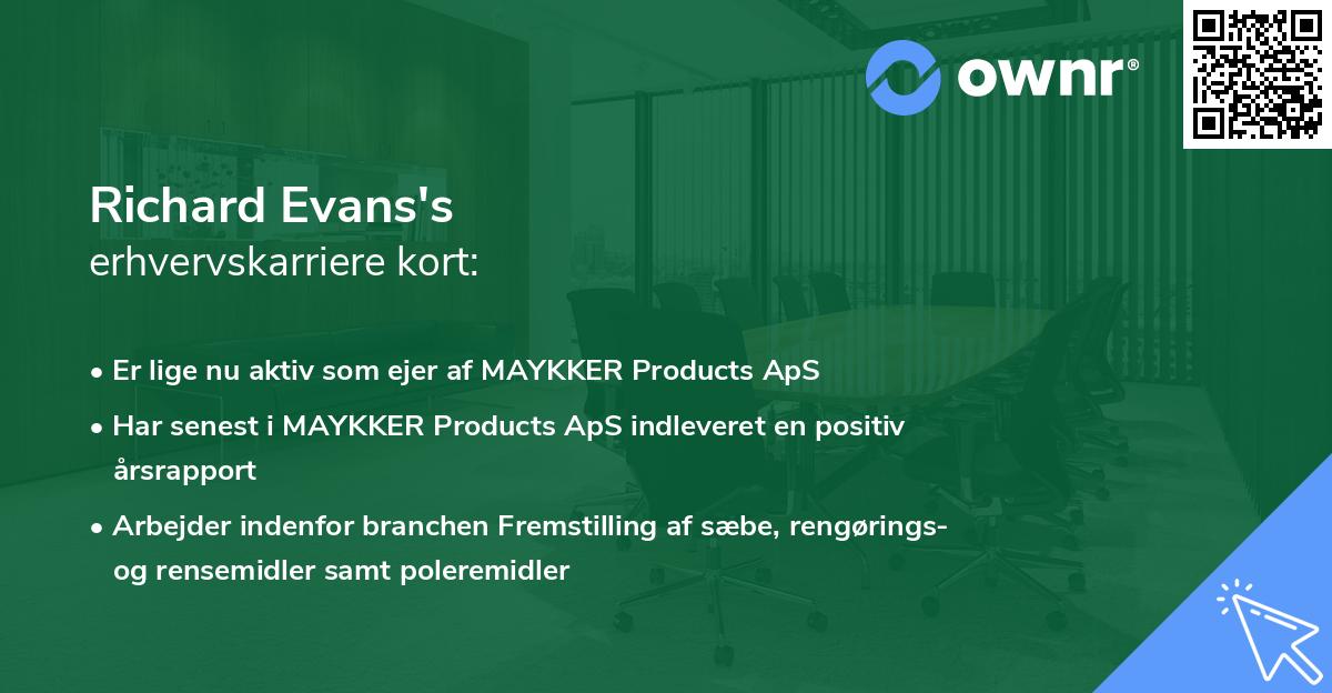Richard Evans's erhvervskarriere kort