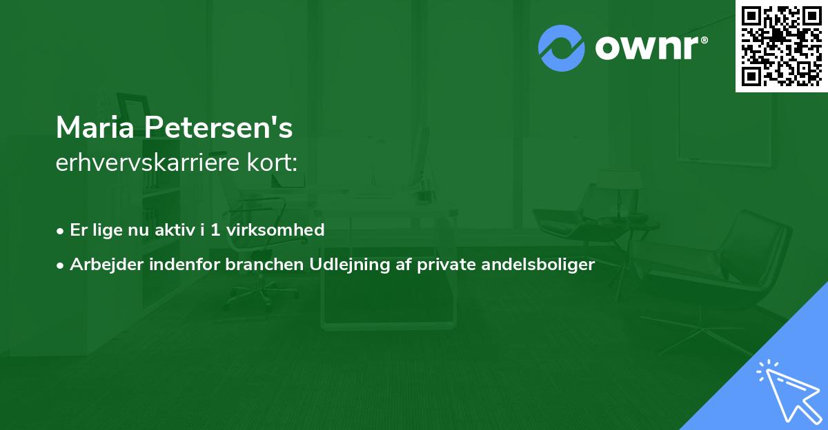 Maria Petersen's erhvervskarriere kort