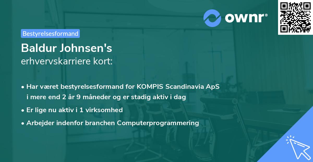 Baldur Johnsen's erhvervskarriere kort