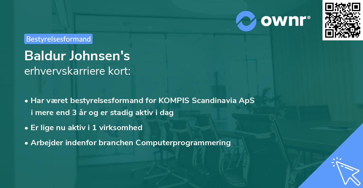 Baldur Johnsen's erhvervskarriere kort