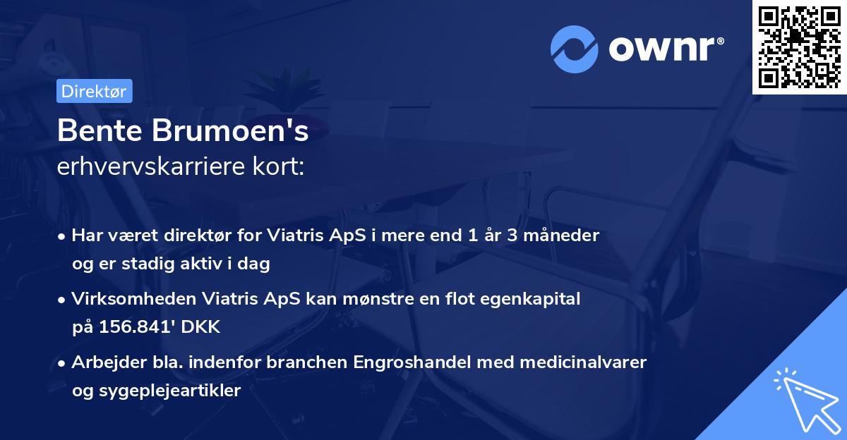 Bente Brumoen's erhvervskarriere kort