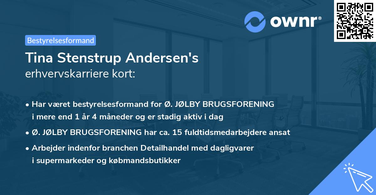 Tina Stenstrup Andersen's erhvervskarriere kort
