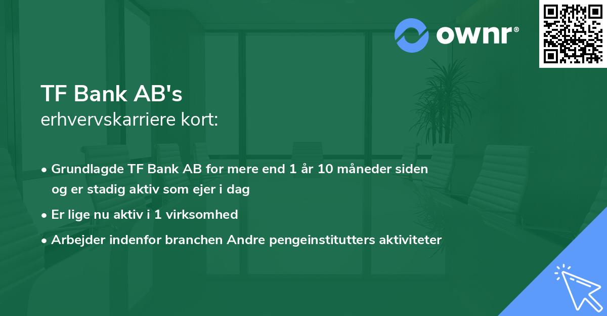 TF Bank AB's erhvervskarriere kort