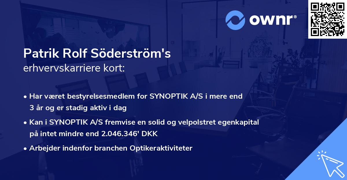 Patrik Rolf Söderström's erhvervskarriere kort