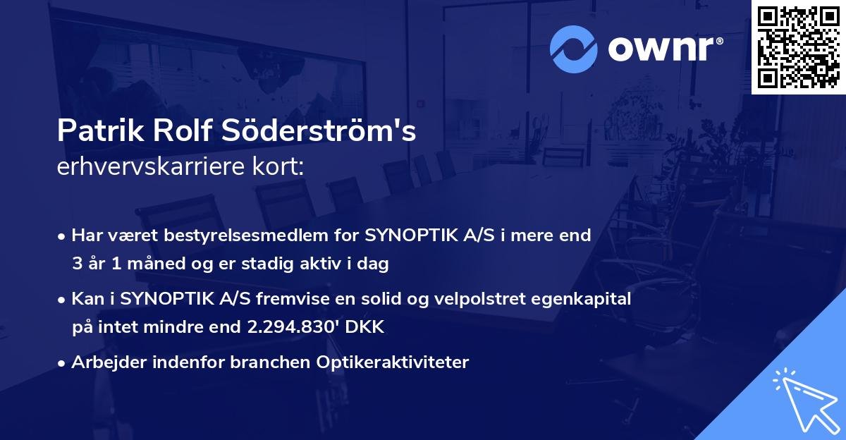 Patrik Rolf Söderström's erhvervskarriere kort