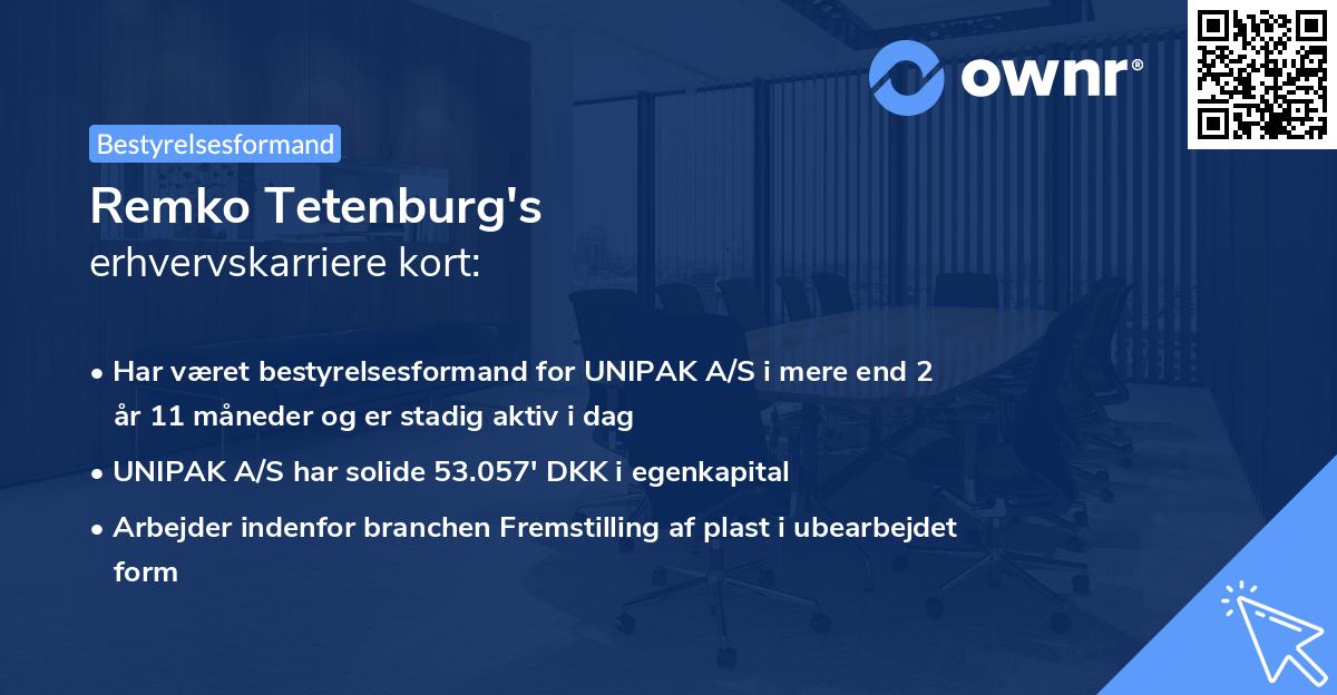 Remko Tetenburg's erhvervskarriere kort