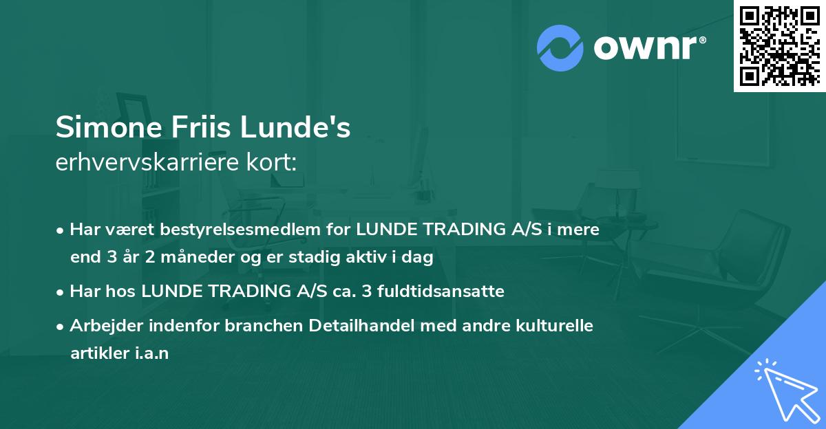 Simone Friis Lunde's erhvervskarriere kort