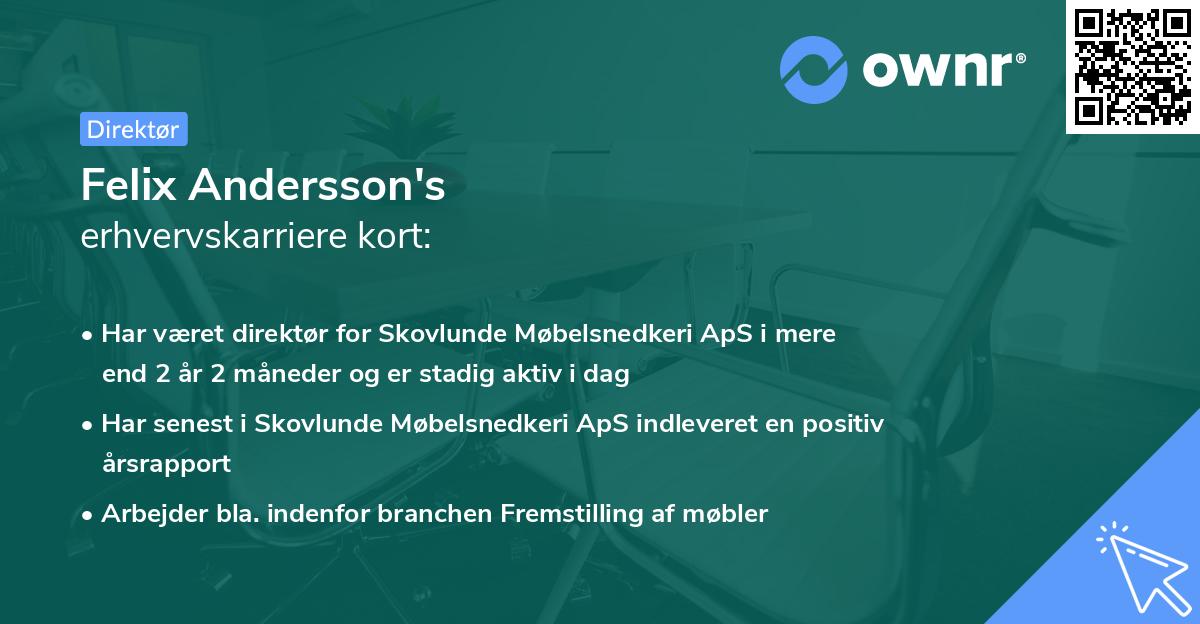 Felix Andersson's erhvervskarriere kort