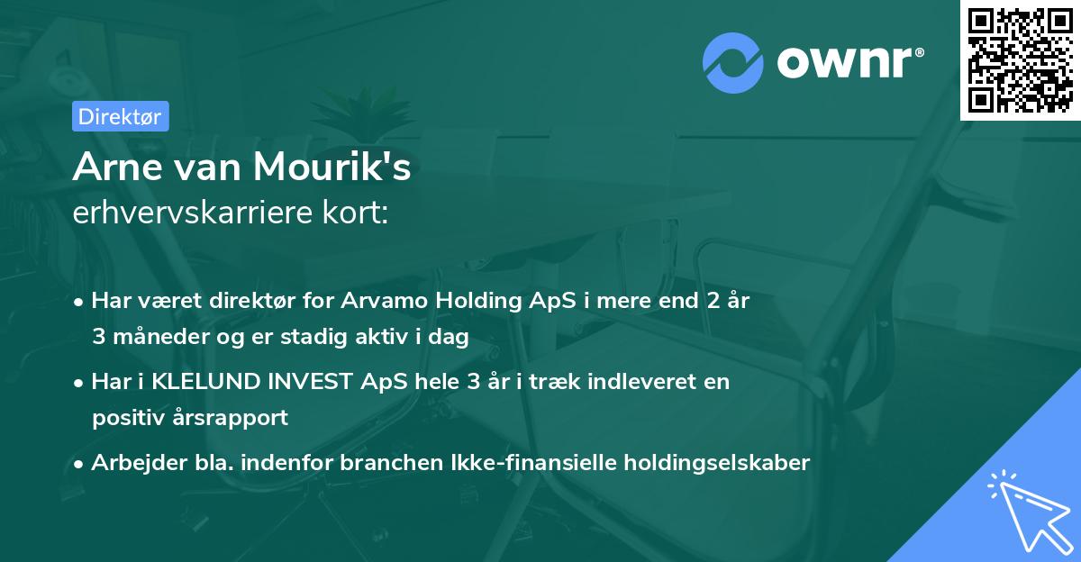Arne van Mourik's erhvervskarriere kort