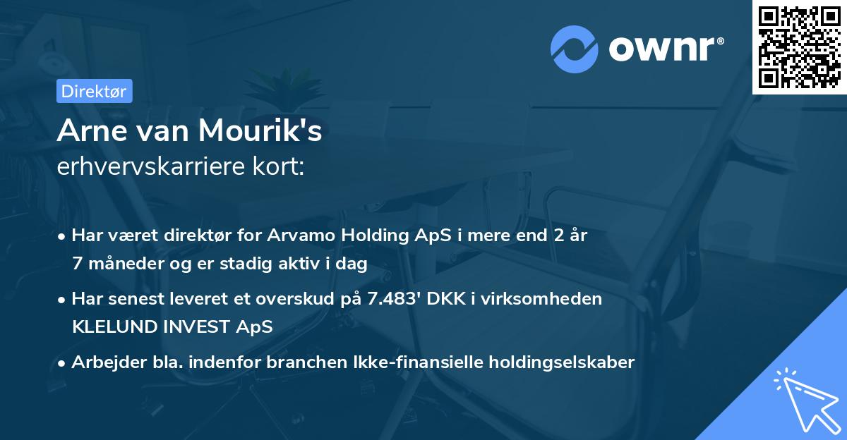 Arne van Mourik's erhvervskarriere kort