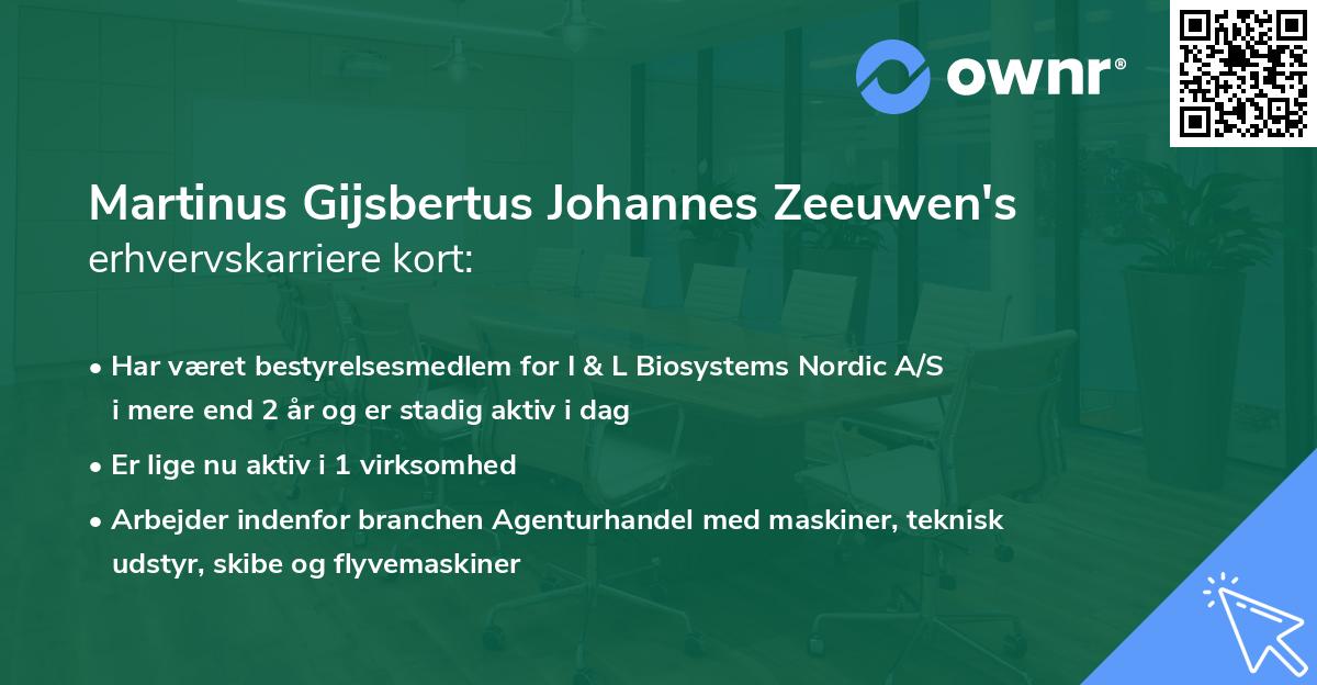 Martinus Gijsbertus Johannes Zeeuwen's erhvervskarriere kort