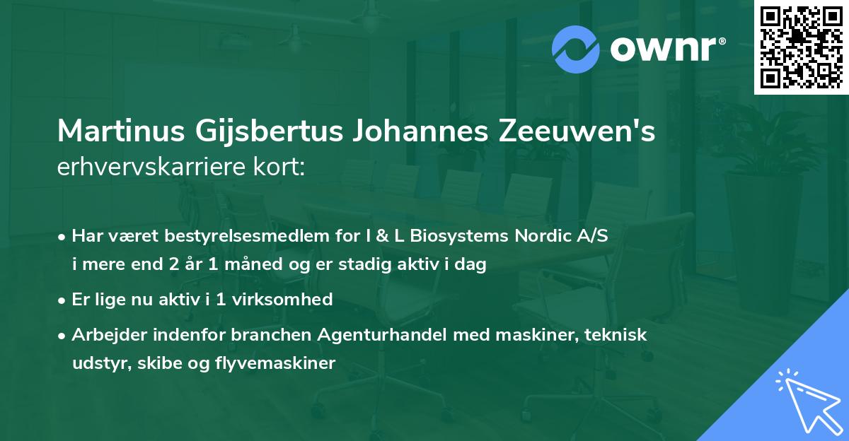 Martinus Gijsbertus Johannes Zeeuwen's erhvervskarriere kort
