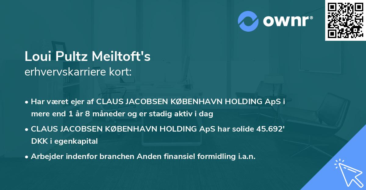Loui Pultz Meiltoft's erhvervskarriere kort