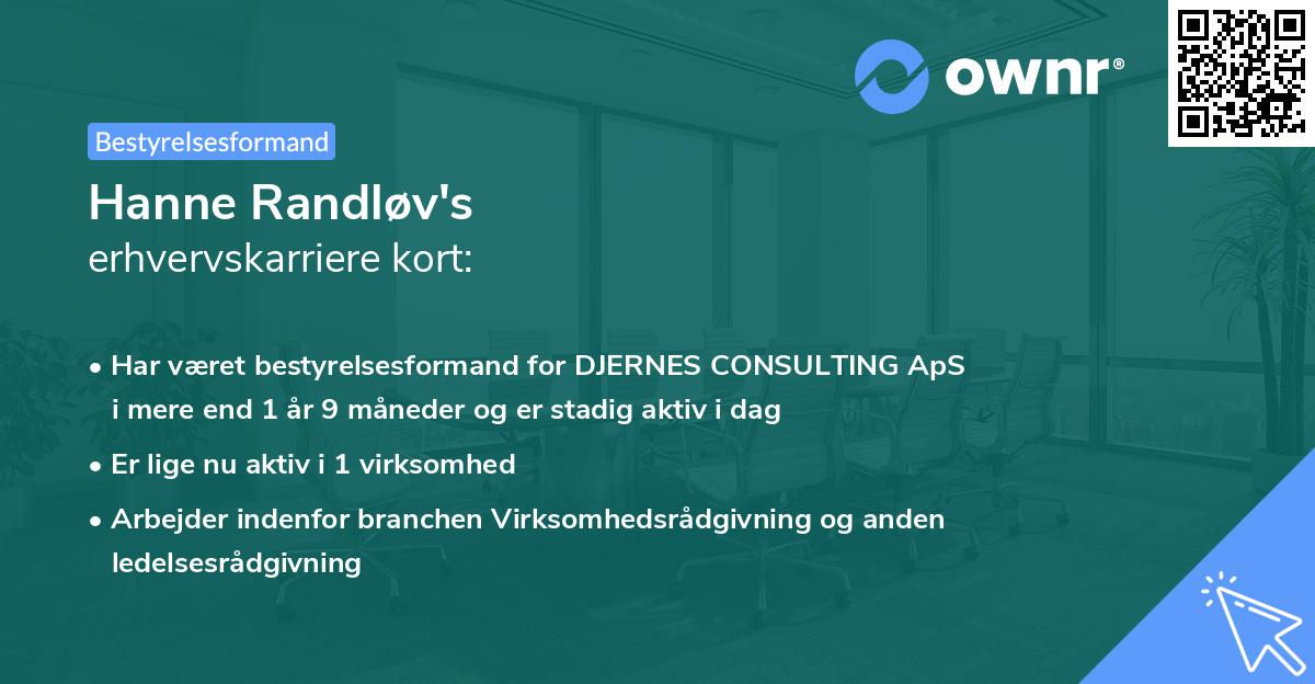 Hanne Randløv's erhvervskarriere kort