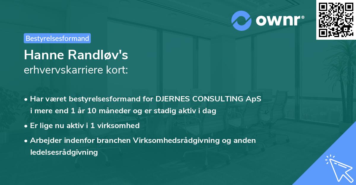 Hanne Randløv's erhvervskarriere kort