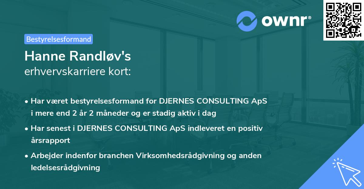 Hanne Randløv's erhvervskarriere kort