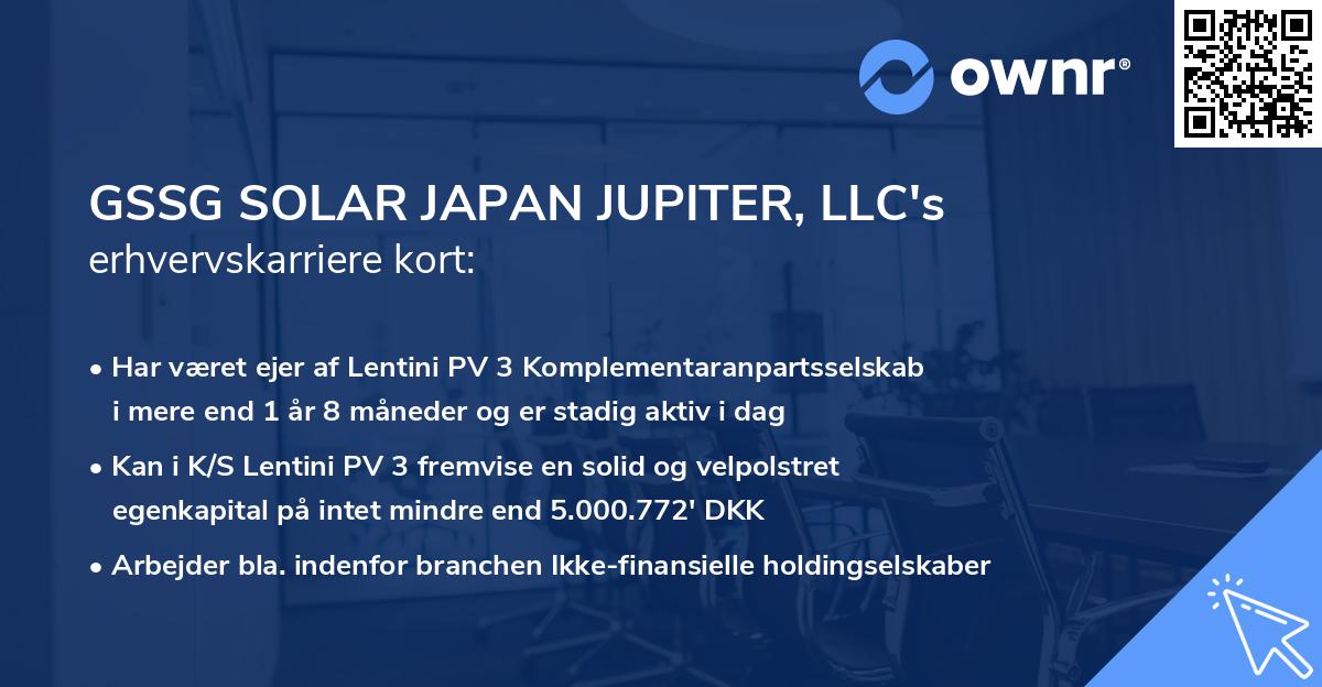 GSSG SOLAR JAPAN JUPITER, LLC's erhvervskarriere kort