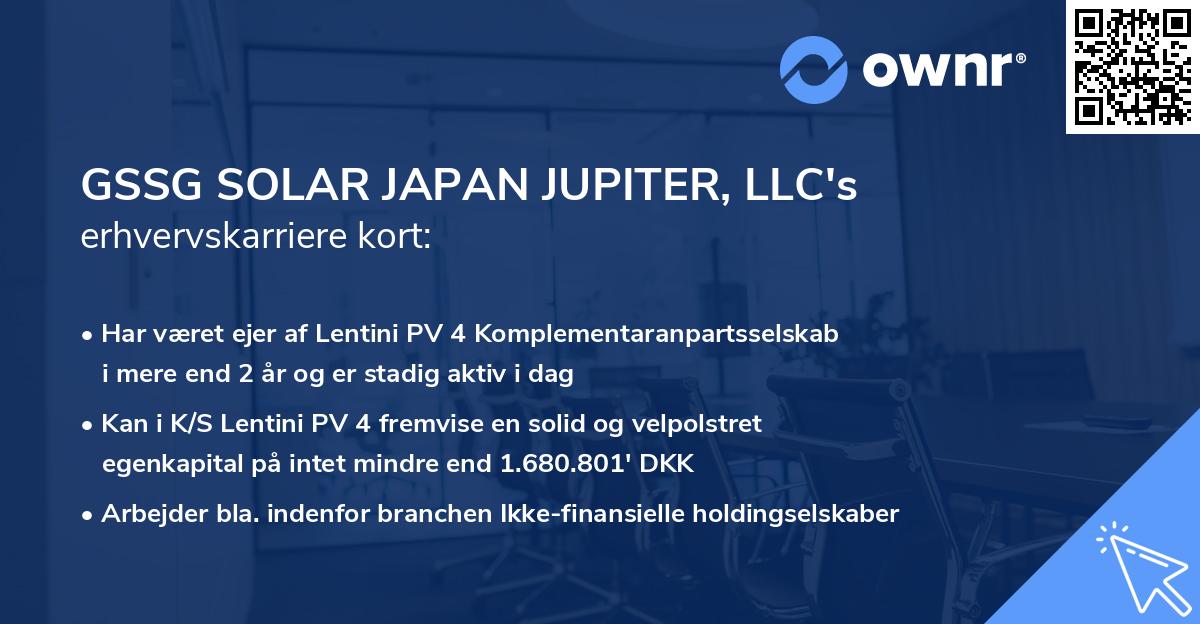 GSSG SOLAR JAPAN JUPITER, LLC's erhvervskarriere kort