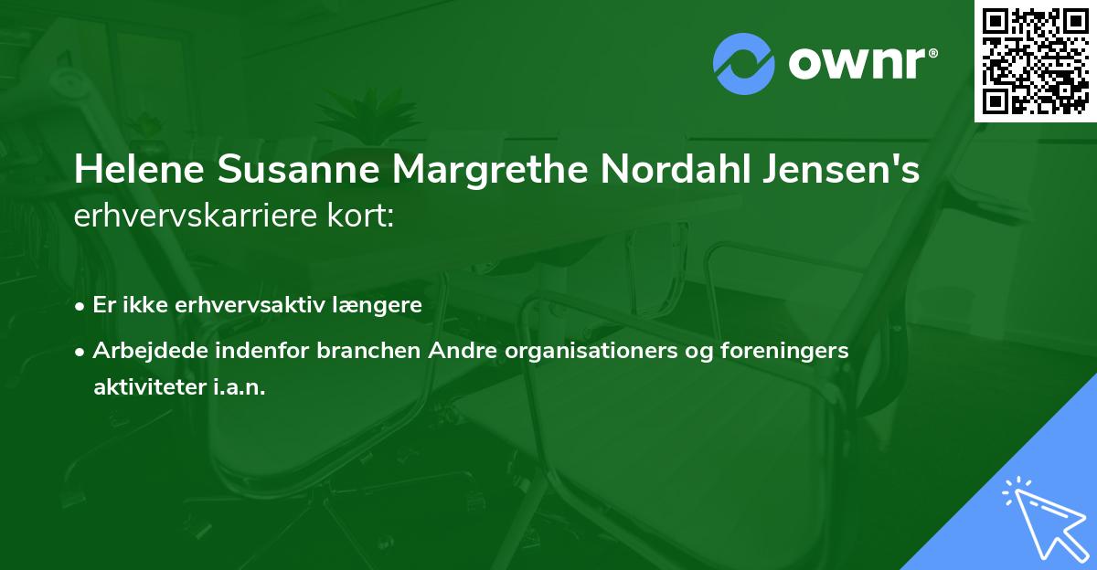 Helene Susanne Margrethe Nordahl Jensen's erhvervskarriere kort