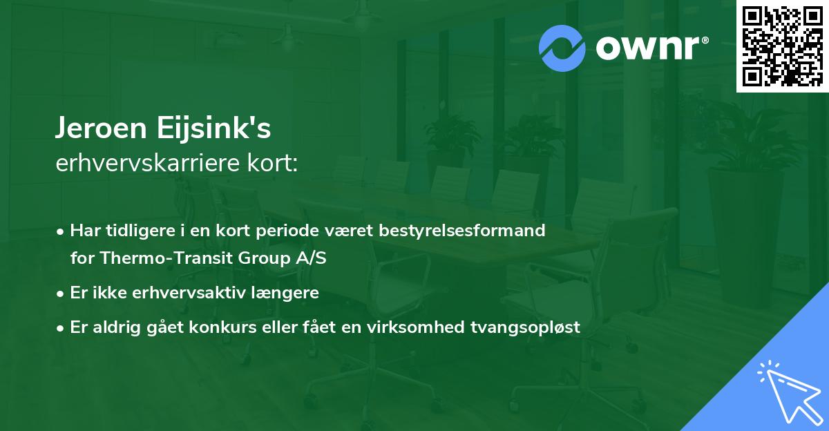 Jeroen Eijsink's erhvervskarriere kort