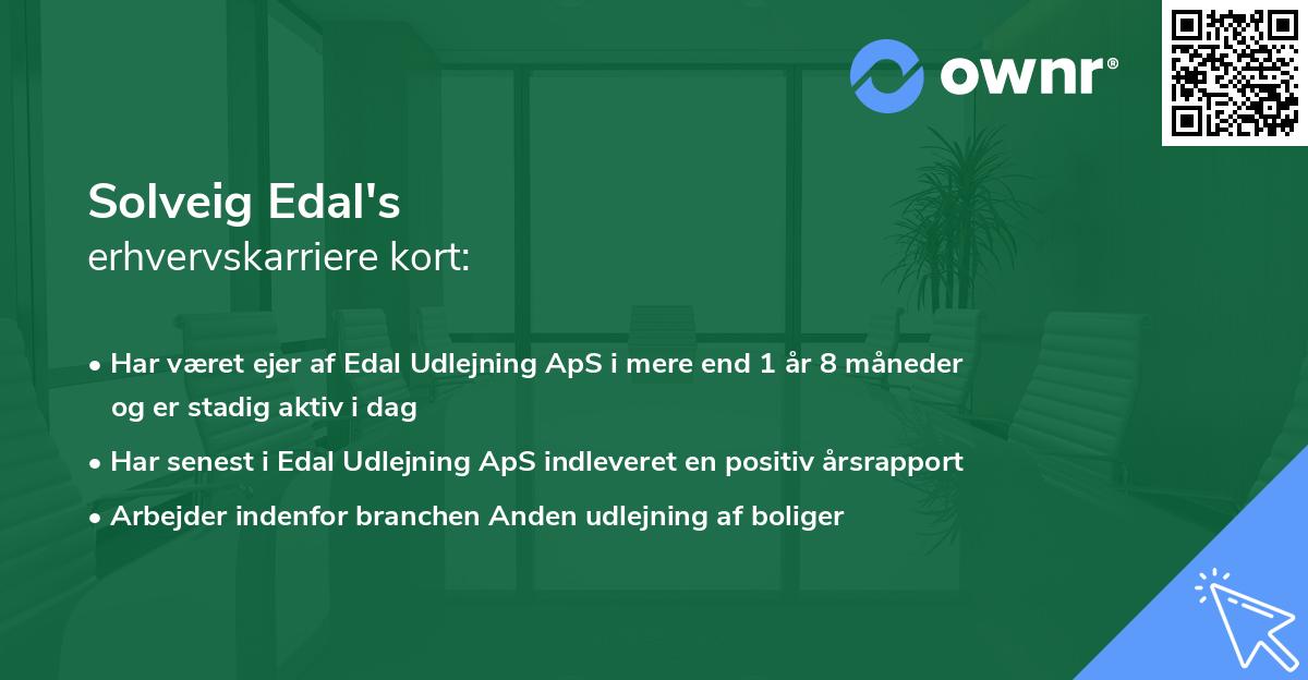 Solveig Edal's erhvervskarriere kort