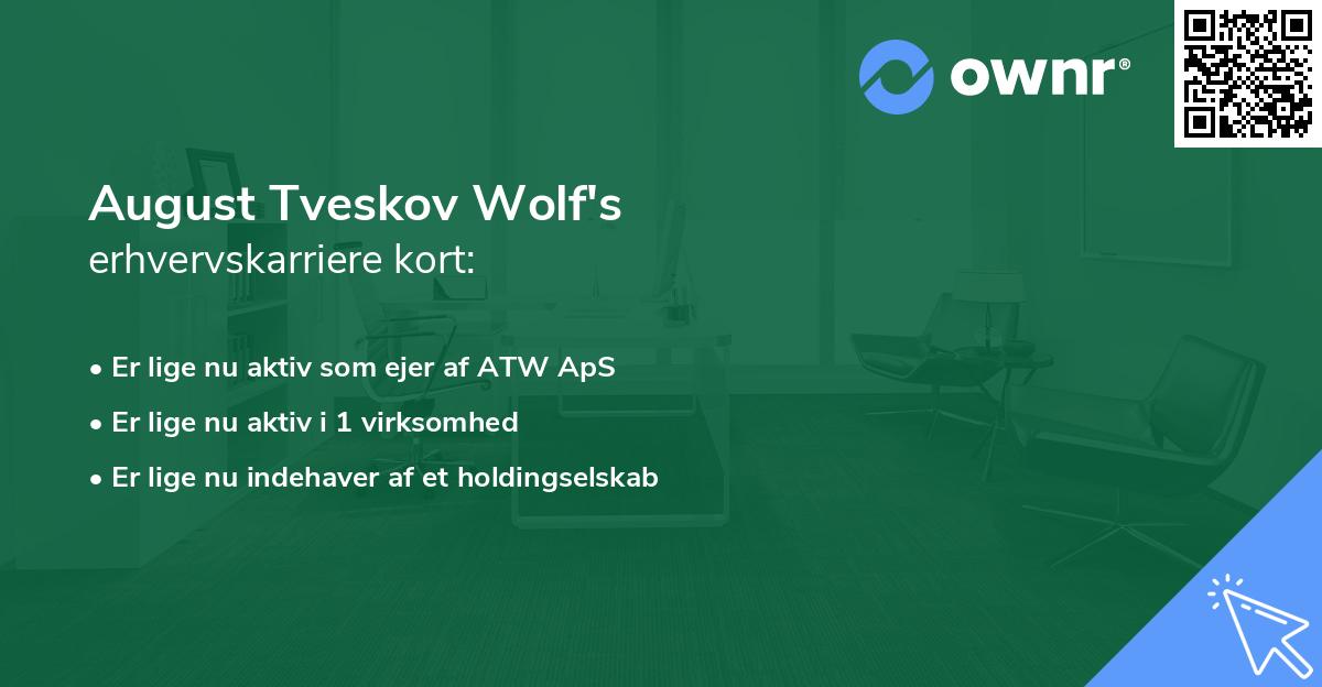 August Tveskov Wolf's erhvervskarriere kort