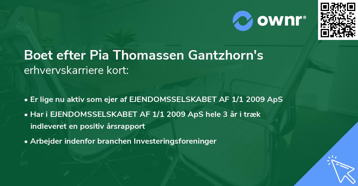 Boet efter Pia Thomassen Gantzhorn's erhvervskarriere kort