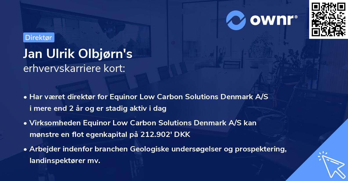 Jan Ulrik Olbjørn's erhvervskarriere kort
