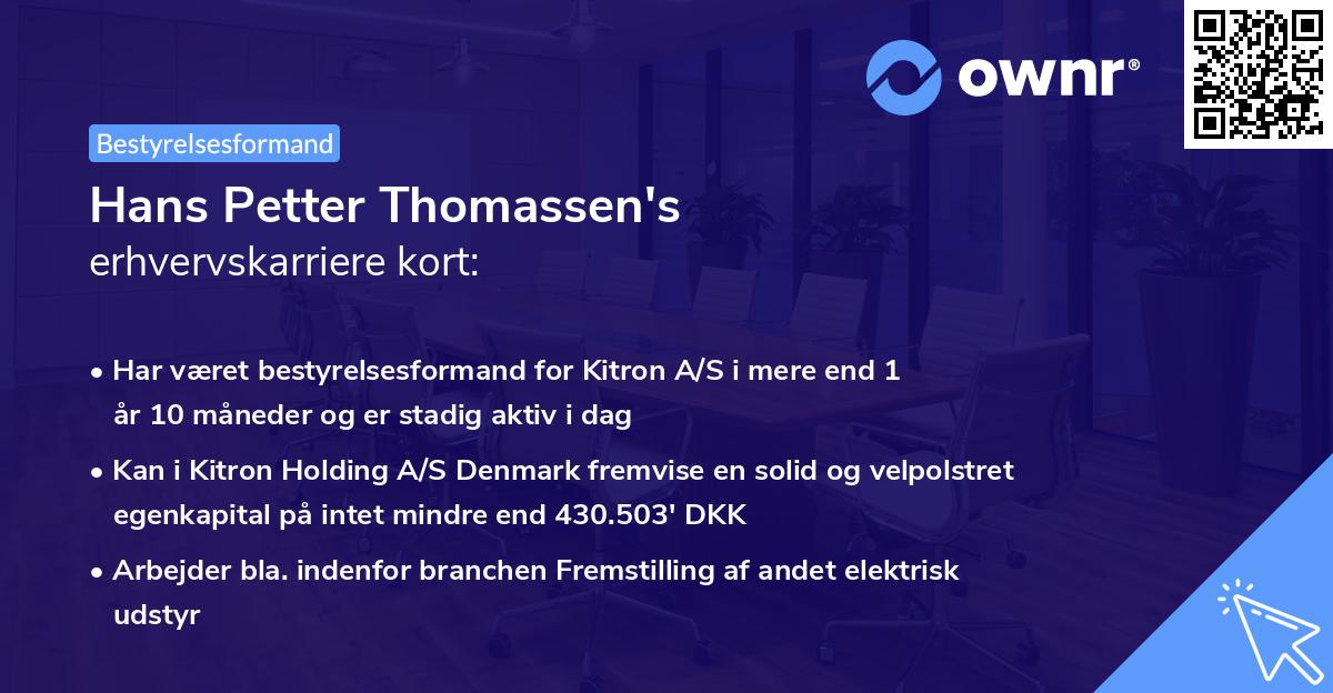Hans Petter Thomassen's erhvervskarriere kort