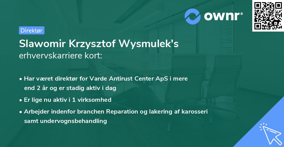 Slawomir Krzysztof Wysmulek's erhvervskarriere kort