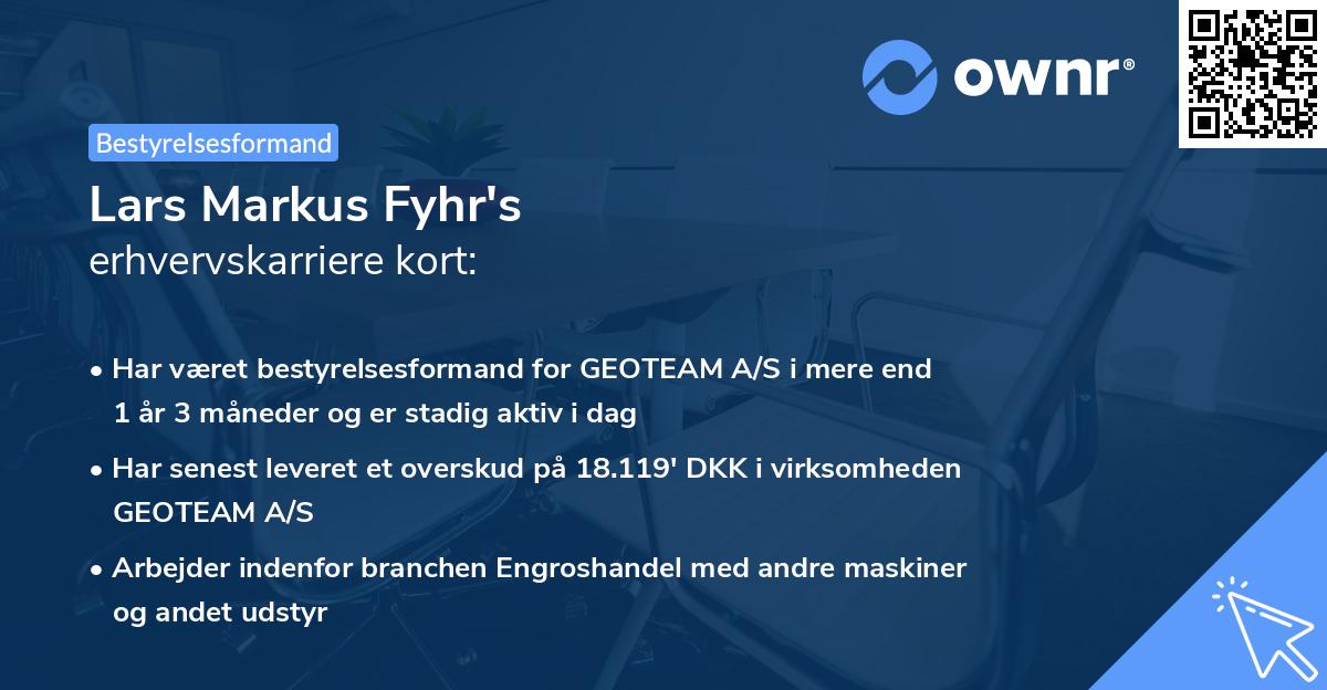 Lars Markus Fyhr's erhvervskarriere kort
