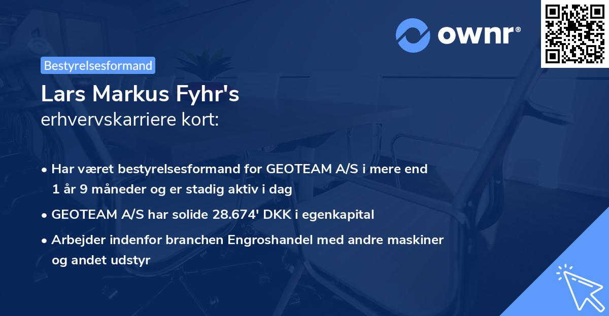 Lars Markus Fyhr's erhvervskarriere kort