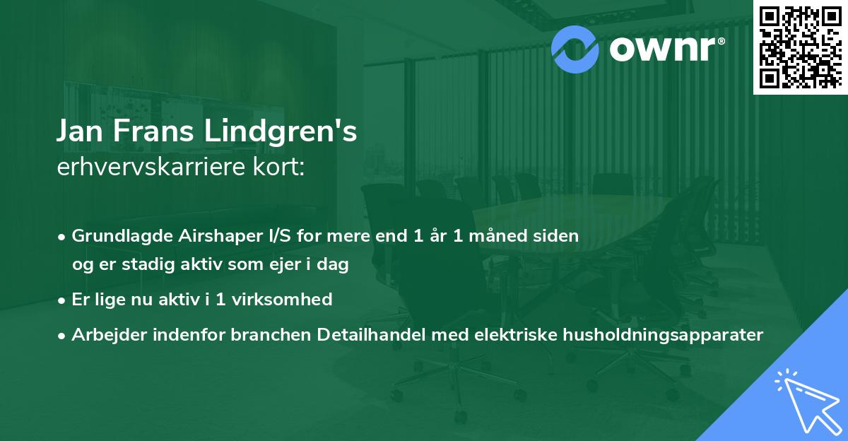 Jan Frans Lindgren's erhvervskarriere kort