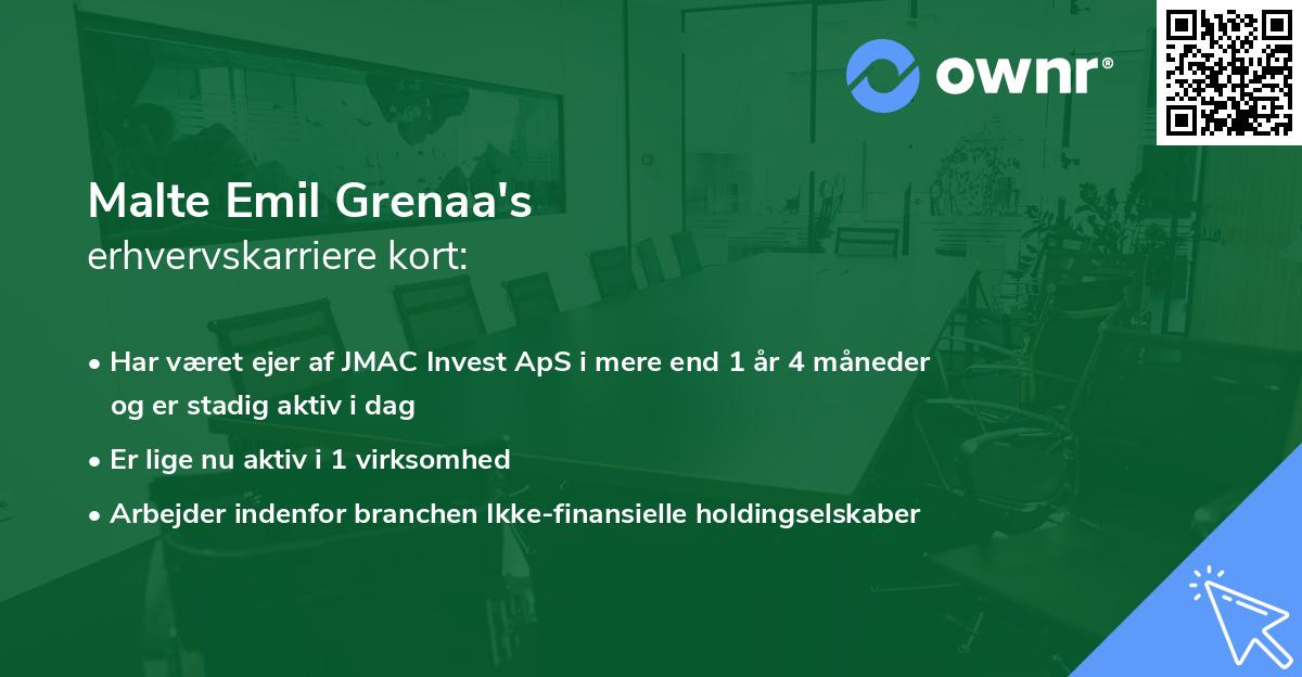 Malte Emil Grenaa's erhvervskarriere kort