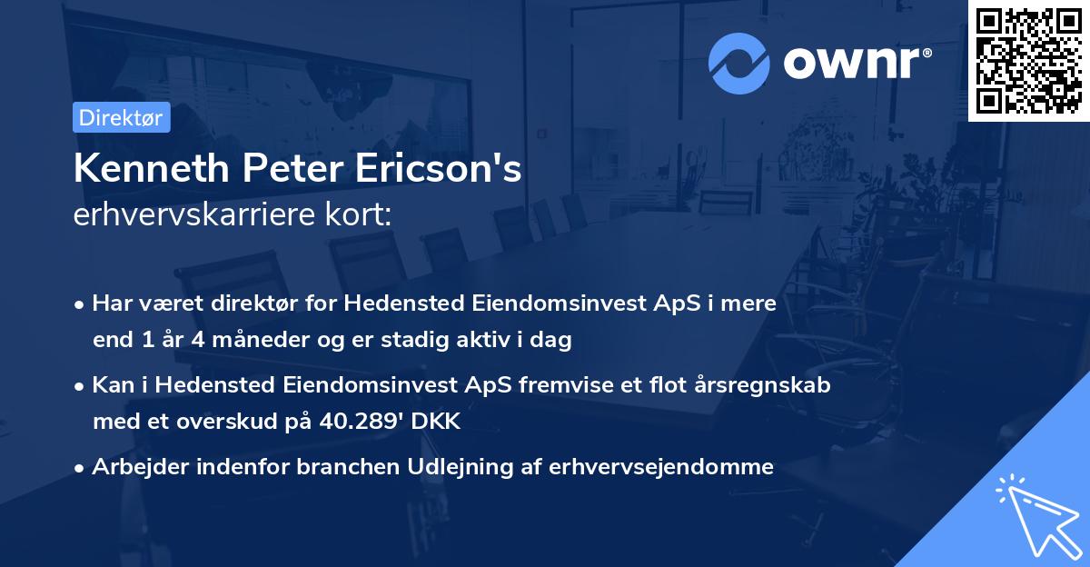 Kenneth Peter Ericson's erhvervskarriere kort