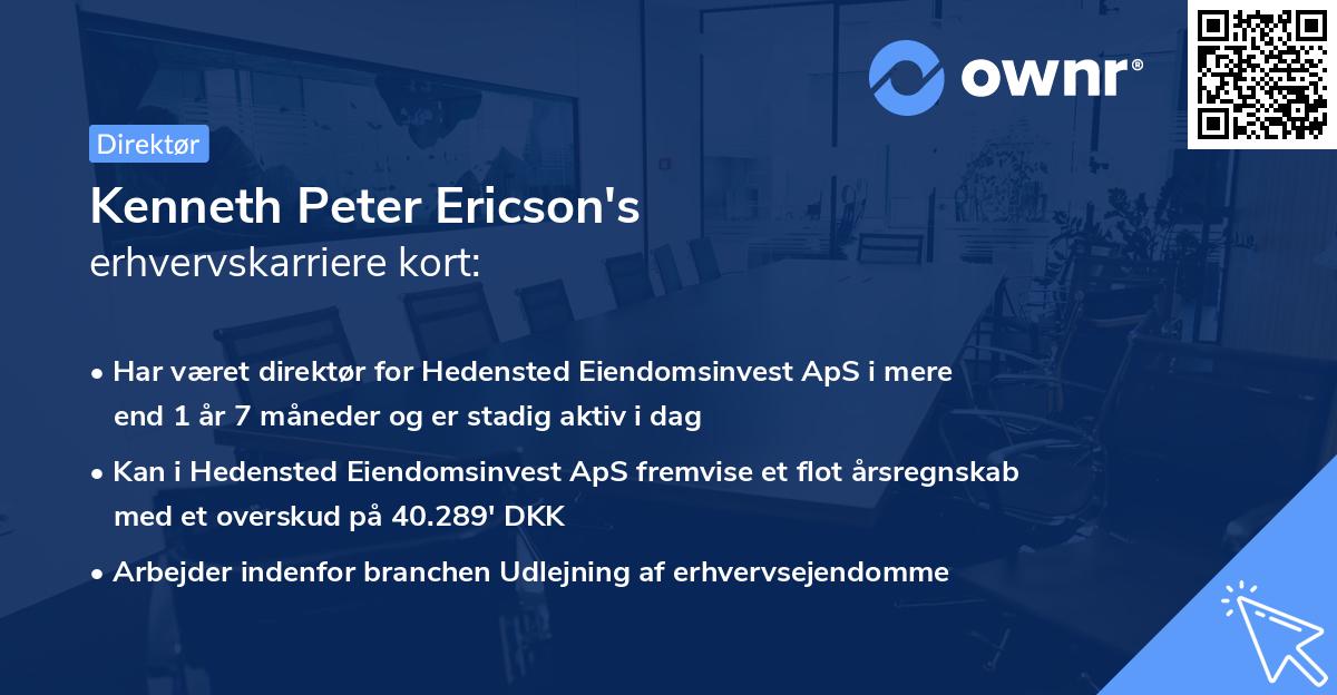 Kenneth Peter Ericson's erhvervskarriere kort