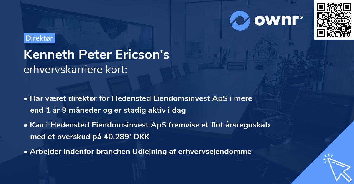 Kenneth Peter Ericson's erhvervskarriere kort