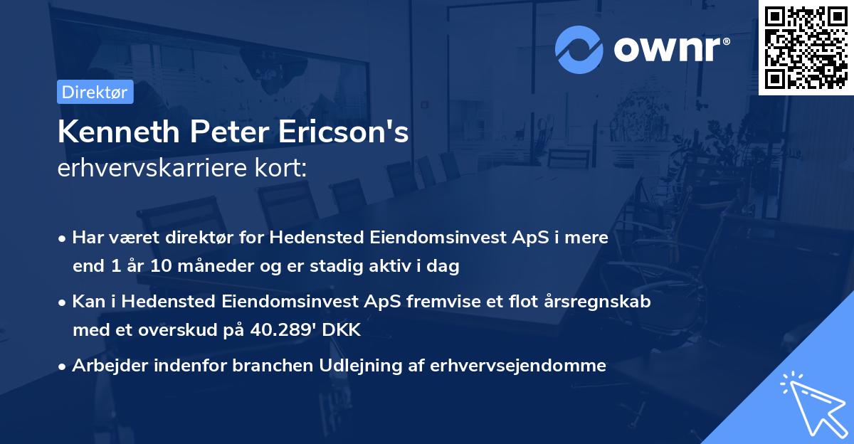 Kenneth Peter Ericson's erhvervskarriere kort